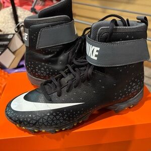 Nike Fastflex Black and Gray Cleats and 3 pairs of Adidas sports socks.